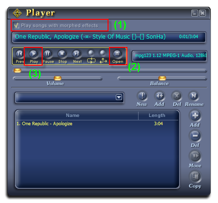 Fig 1: Voice Changer Software Diamond - Player Morpher